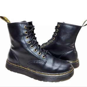 DR. MARTENS Zavala 1460 Boots Sz 7 Black Leather Sneaker Sole 8-eye